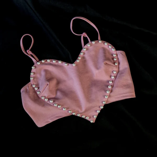 Top Rosa Con Perlas