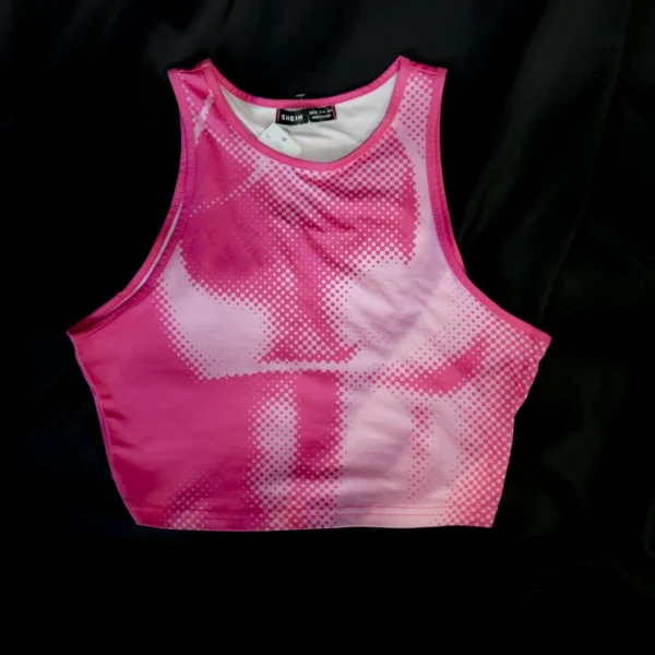 Top Basico Con Diseño Rosa