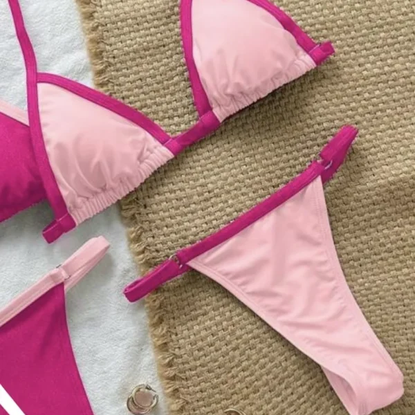 Bikini De Dos Piezas Rosa Parte De Abajo Colaless