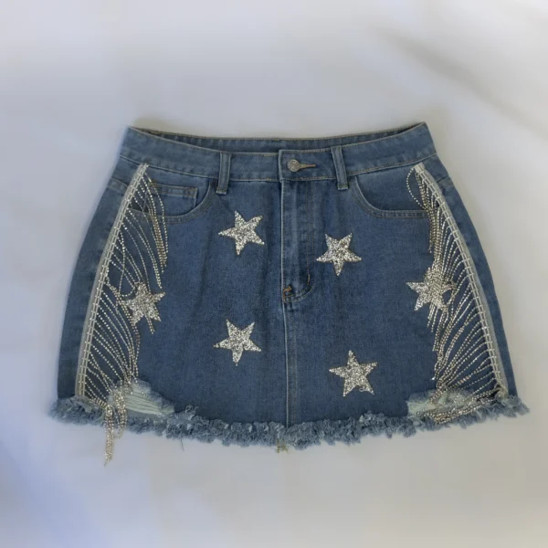 Pollera De Jean Con Brillos