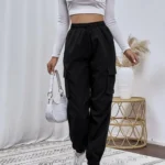 Pantalon Cargo Negro Con Puños