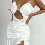 Vestido Blanco Con Frunce