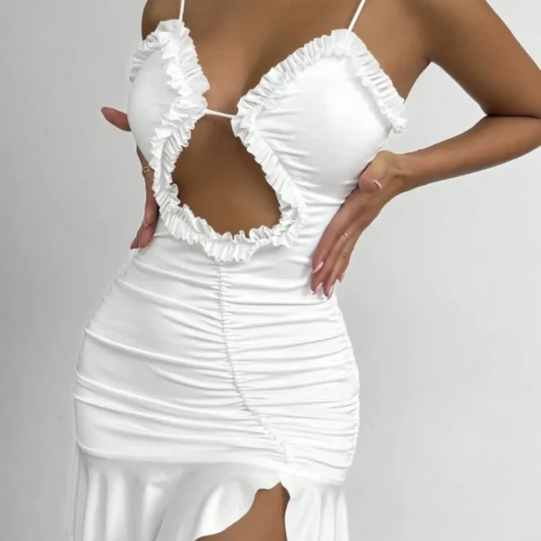 Vestido Blanco Con Frunce