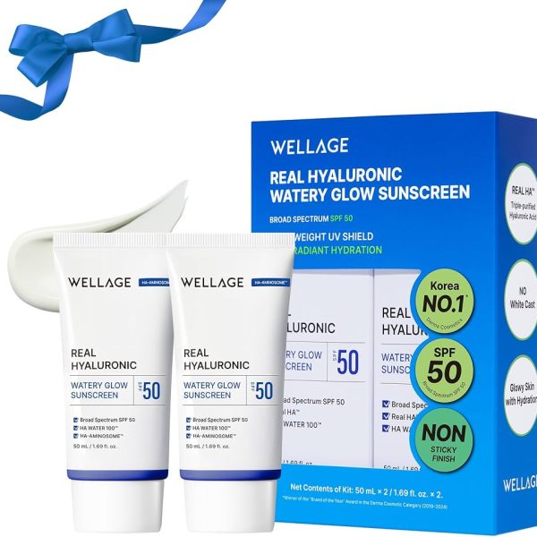 WELLAGE Real Hyaluronic Watery Glow Sunscreen Duo SPF50