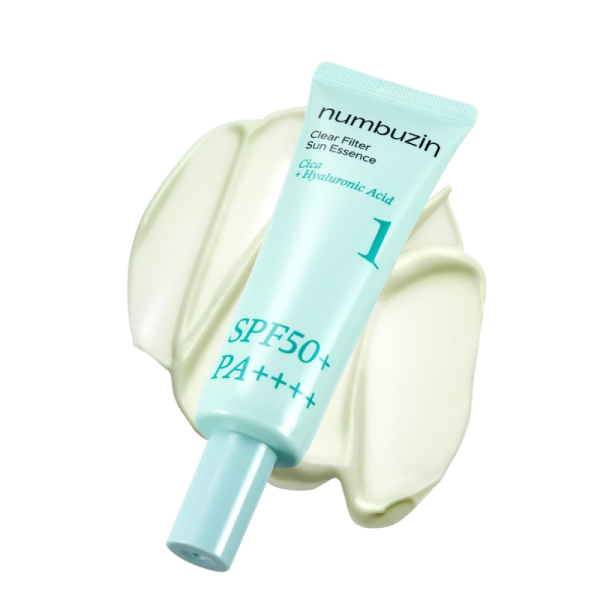 Numbuzin Nº1 Clear Filter Sun Essence – Protector Solar Facial Calmante con Centella Asiática y Ácido Hialurónico SPF50+ PA++++